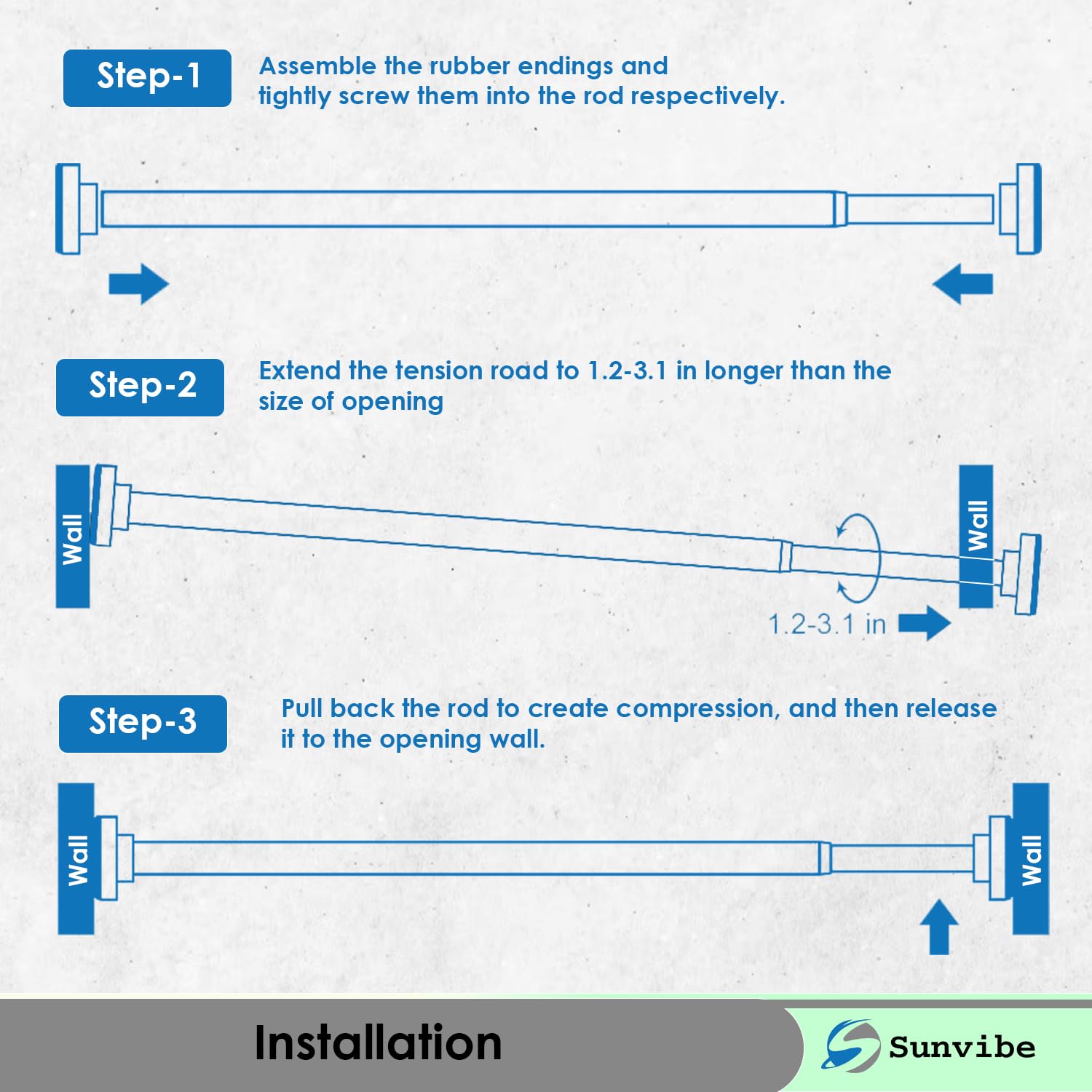 Extendable Shower Curtain Rod - No Drill, Stainless Steel -7 Extendable Shower Curtain Rod - No Drill, Stainless Steel -7
