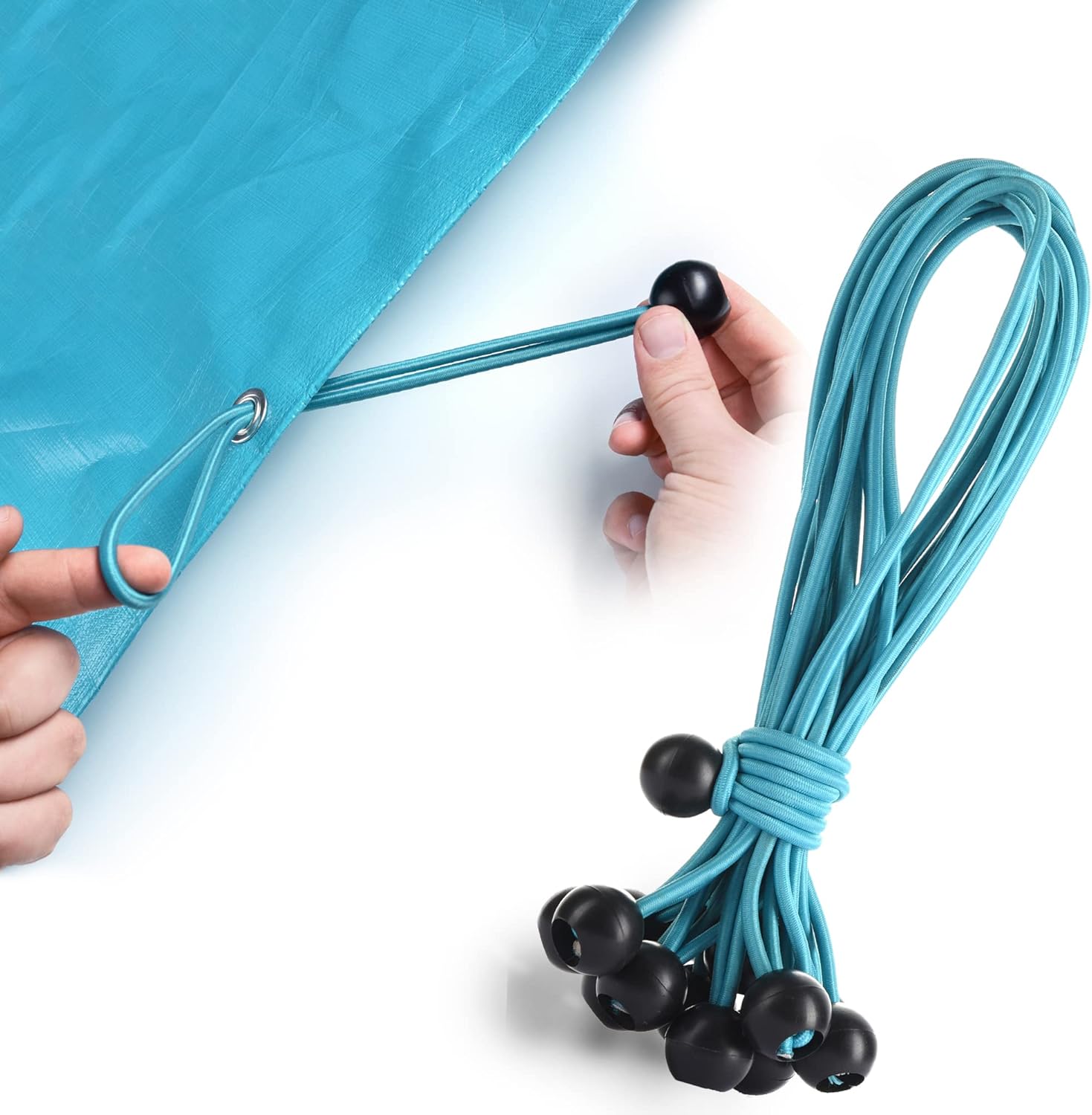 11 inch Heavy Duty Ball Bungee Cords, 15 Pack Adjustable Rubber Tie