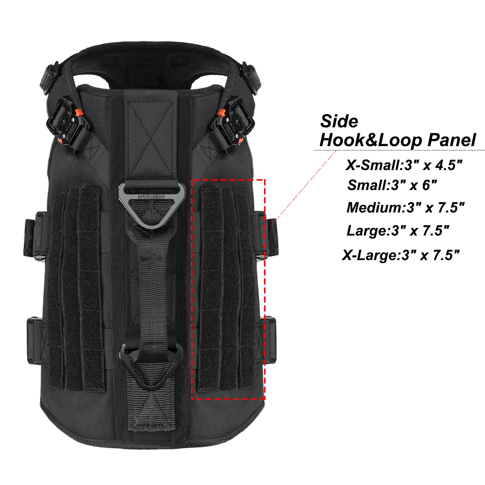 Arnés táctico ICEFANG K9, chaleco Molle para perro de trabajo, cobertura de cuerpo 3/4, panel de gancho y bucle para identificación militar, mango reforzado, sin tirar de clip frontal