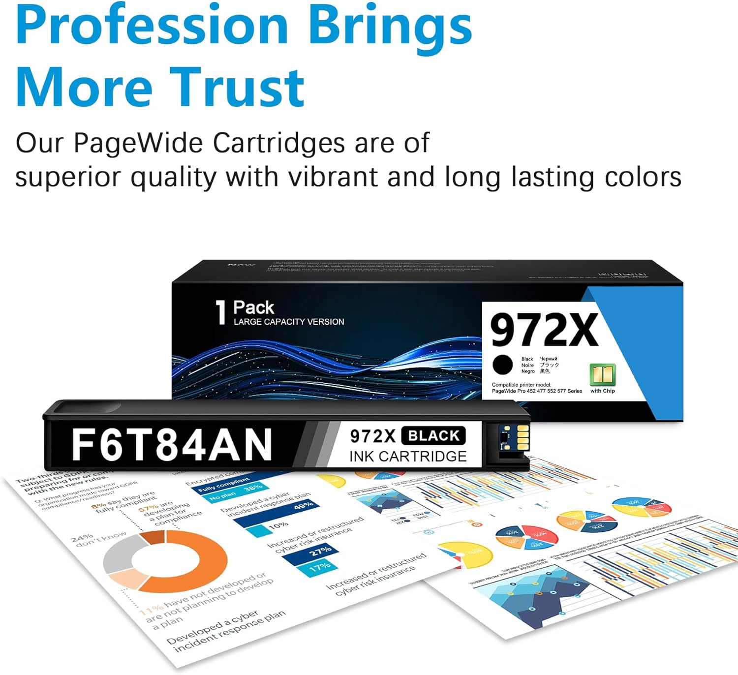 972X High Yield Black PageWide Cartridge F6T84AN Compatible Replacement for HP972X Black Ink Cartridge 972A Works with PageWide Pro 452dn 452dw 452dwt 477dn 477dw 477dwt 552dw 577dw 577z Printer Ink