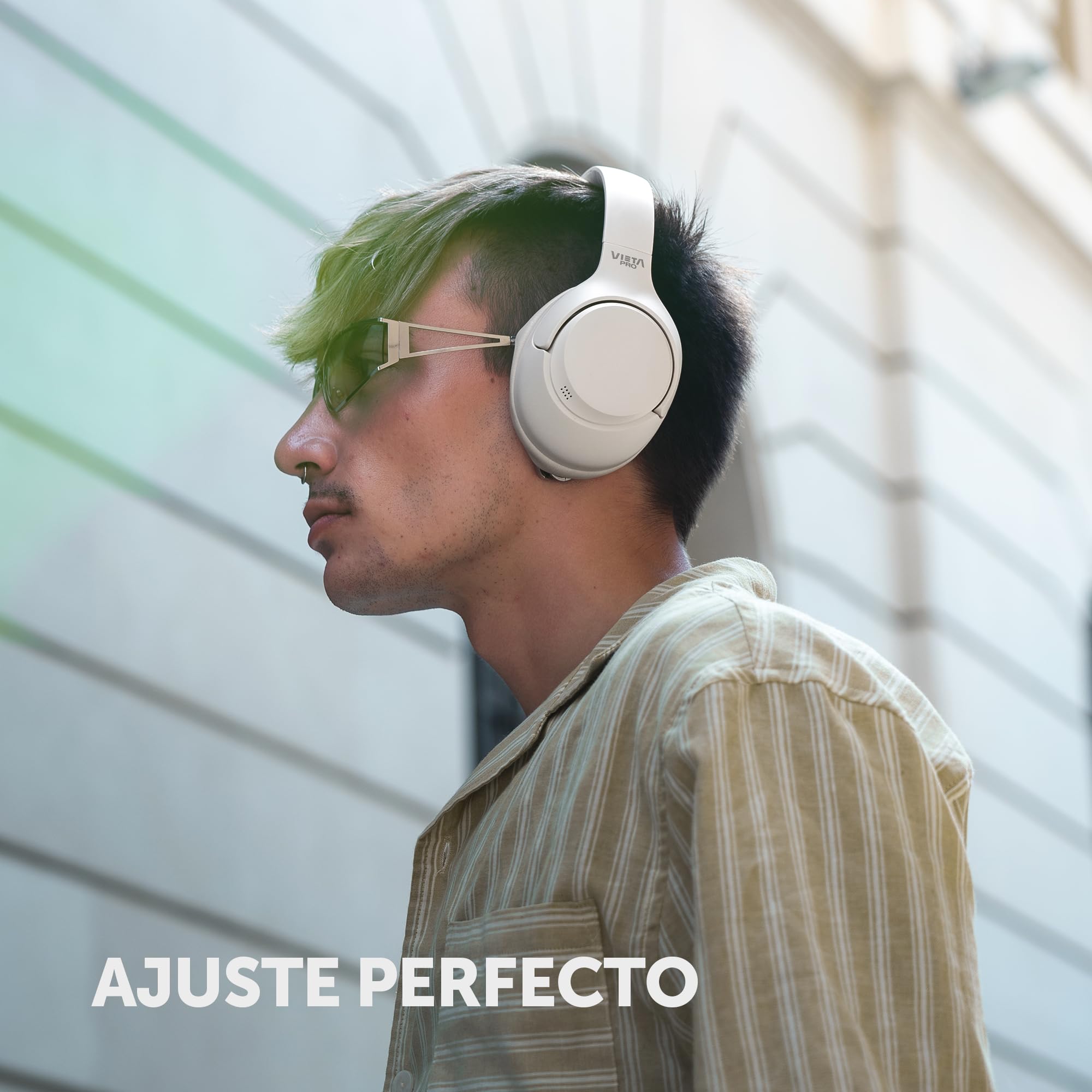 Vieta Pro Auriculares Diadema Calm 2, Bluetooth, función Dual Pairing, cancelación Activa de Ruido hibrida y Modo Ambiente, Aux-in, micrófono, Diadema Ajustable. Batería 60 H.