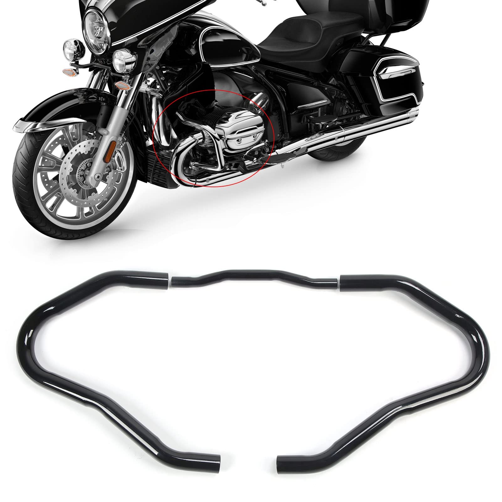 Osłona Silnika Motocykla Listwa Antykolizyjna ze Stali Nierdzewnej do R18 2020-2022, Trwała Ochrona i łatwa Instalacja, 1 para (Czarny)