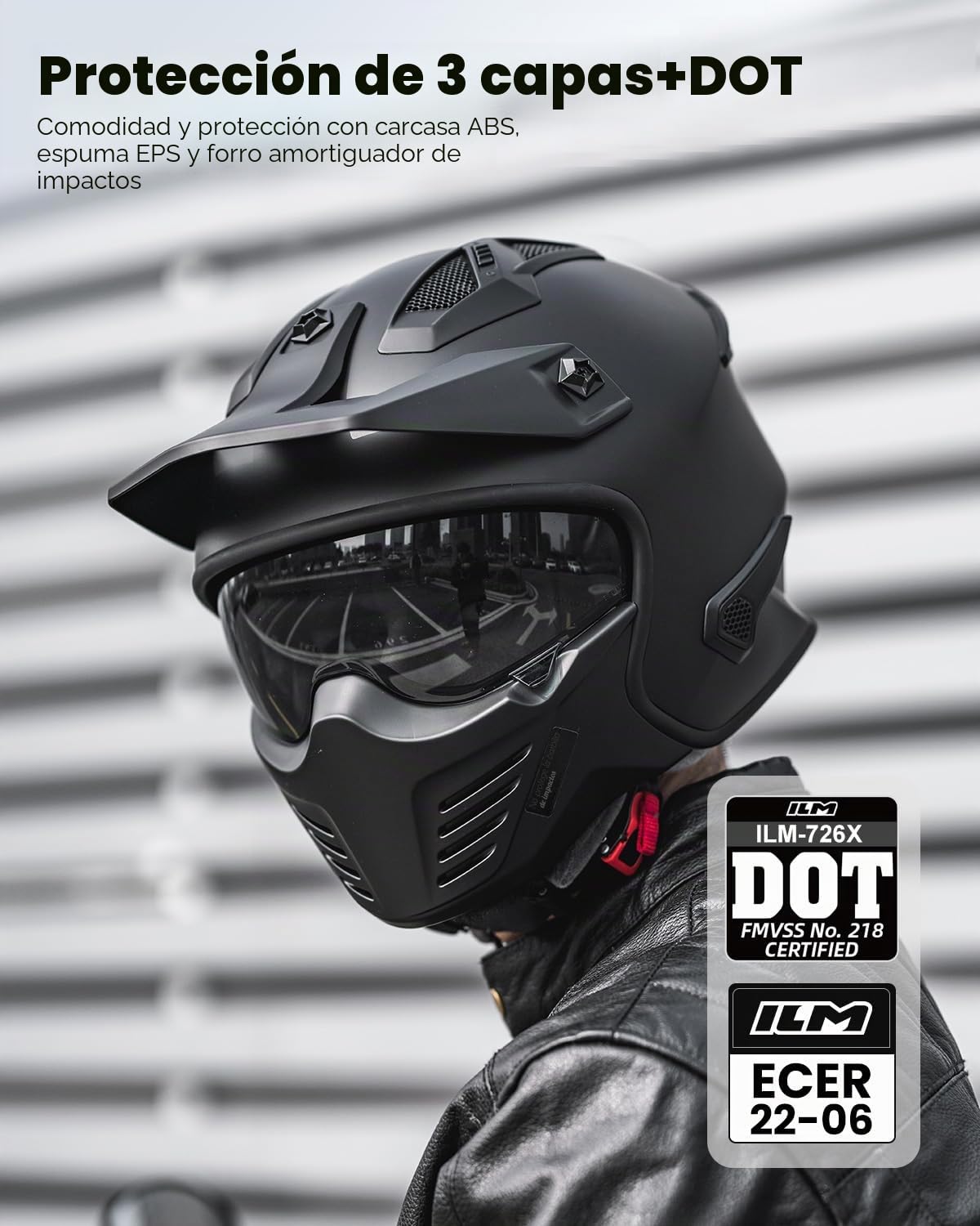 ILM Casco Moto Motocross-Casco Moto Jet Vintage Retro Patinete Homologado ECE Modelo 726X