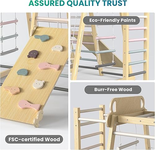 Miniatura 4 de Zona de juegos interior mejorada, 9 en 1, juguetes de escalada para niños, estilo Montessori Filosofía Waldorf, juego de escalador de madera con