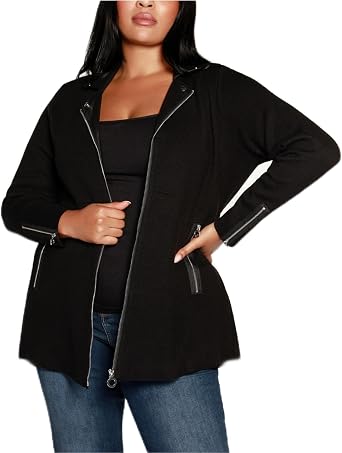 Belldini Womens Faux-Leather Knit Sweater