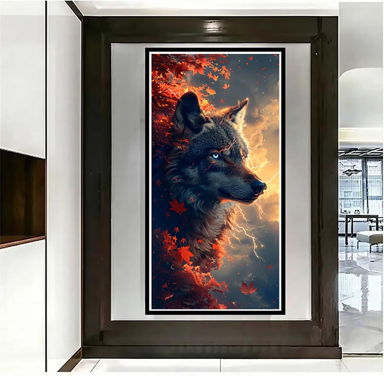 Dipingere con i Numeri Adulti Wolf, Dipingere con i Numeri Foglie, Fai da te Paint by Numbers per Principianti, Hobby Creativi Adulti, Painting by Numbers per Decorazioni Casa Regalo 60x120cm 2-2389