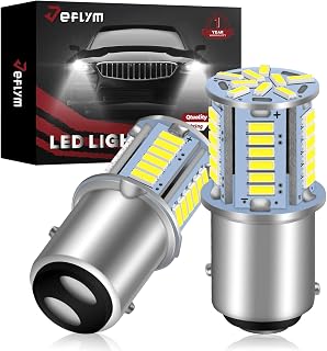 JEFLYM Non Polarity 1157 LED Bulb White, BAY15D 7528 2357 2057 LED Bulbs Replacement for DC 12Volt Car Camper Trailer Brake Tail Light,Daytime Running Light (DRL) and Back Up/Reverse Lights, Pack of 2