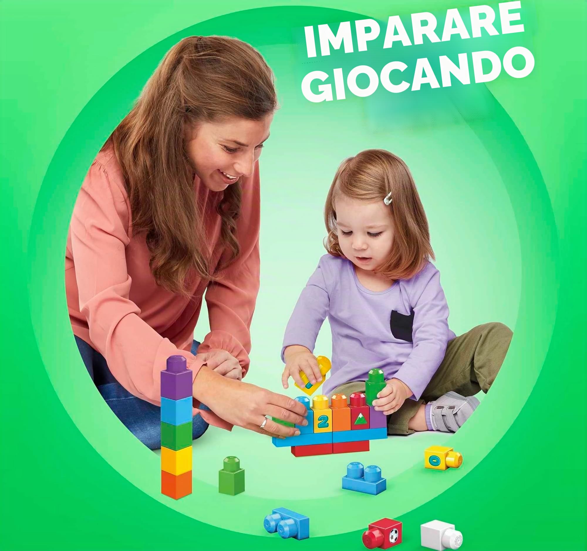Mega Bloks FVJ49 Let's Get Learning Bricks, Multi-Colour, 1-99 anni