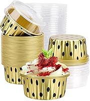 Vista 21 de EUSOAR Forros para magdalenas, 5 onzas de 4.2 fl oz para muffins con tapas, 100 piezas, moldes de crema brulee, moldes de papel de aluminio