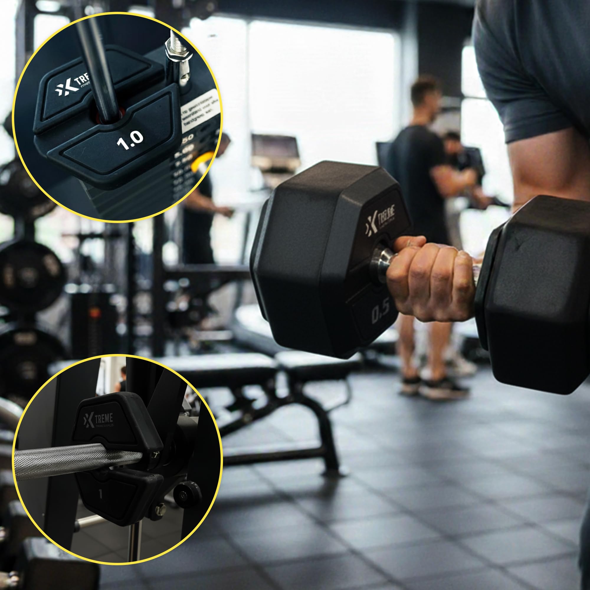 Xtreme Fitness Add-On Flex Plates Set 0.5 kg & 1 kg, Robuste Gummi Hantelscheiben für Langhantel und Kurzhantel, Flexible Micro Plates für präzise Steigerung