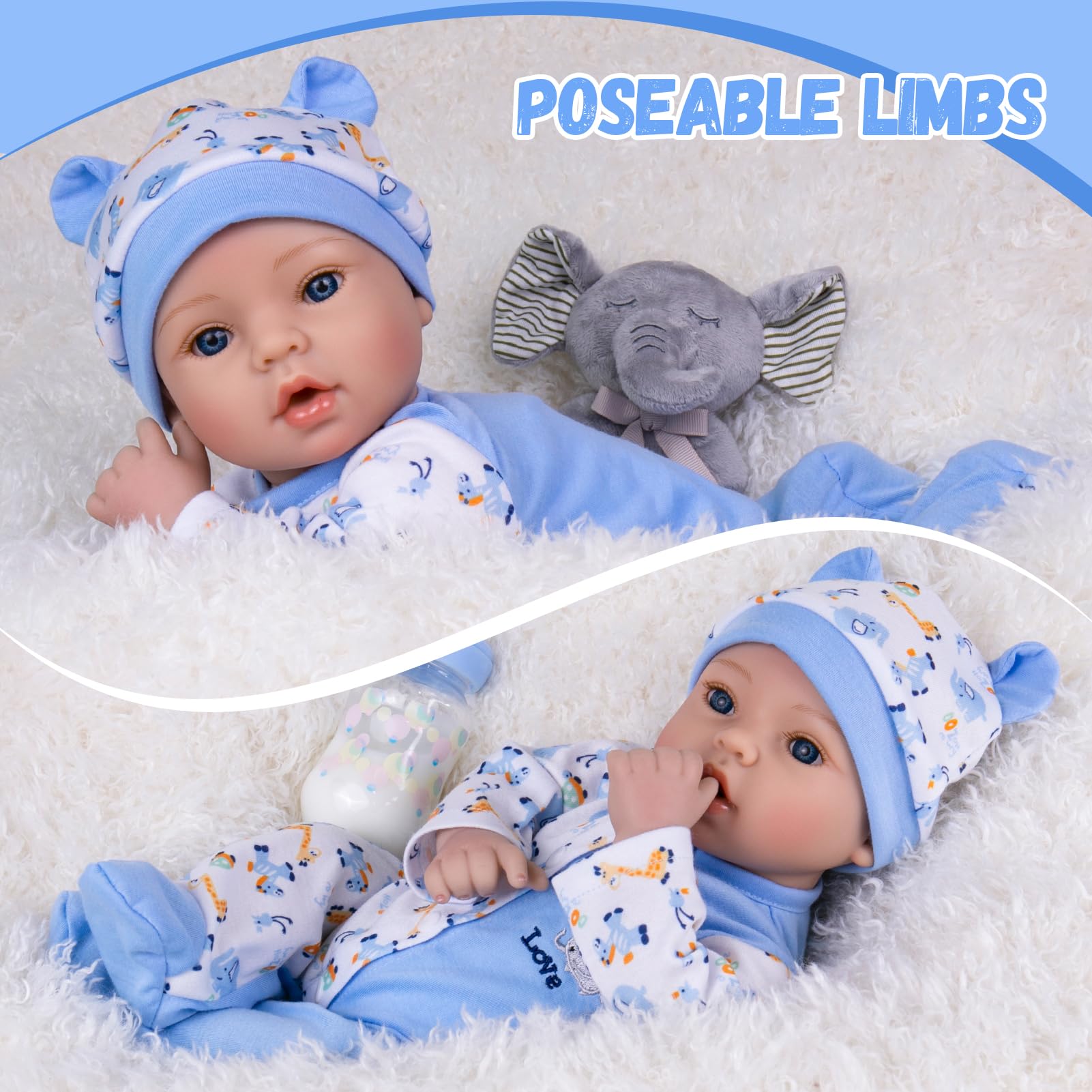 Reborn Baby Dolls Boy - Muñeca realista de bebé recién nacido de 18 pulgadas con juego de alimentación azul y certificado de nacimiento, cuerpo realista con peso para juegos de rol, regalo para 4