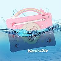 Vista 7 de [Funda de Unicornio con Mango de Arcoíris Súper Linda] Compatible con iPad 7 2019 Funda Protectora para Niños Niñas con Correa de Mano y Soporte