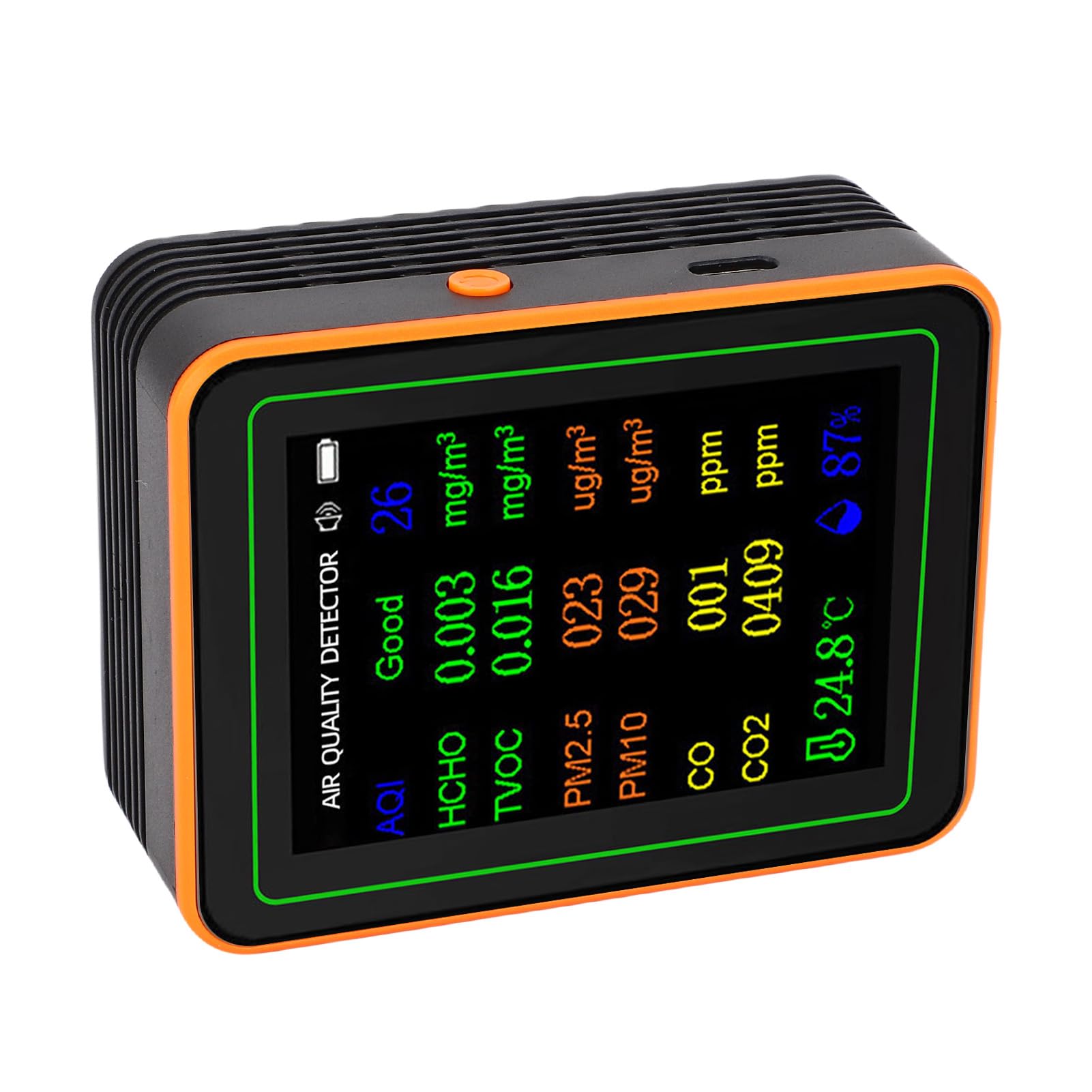 Eujgoov Rilevatore di qualità dell'aria, Materiale ABS, Tester della qualità dell'aria Interna per Casa e Ufficio, Misure PM2,5, PM10, TVOC, HCHO con Display a Colori (#1)