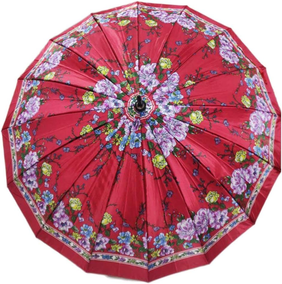 BookMyCostumeBookMyCostume Artistic Full Size Umbrella Floral Red Parasol Kids & Adults Costume Accessories