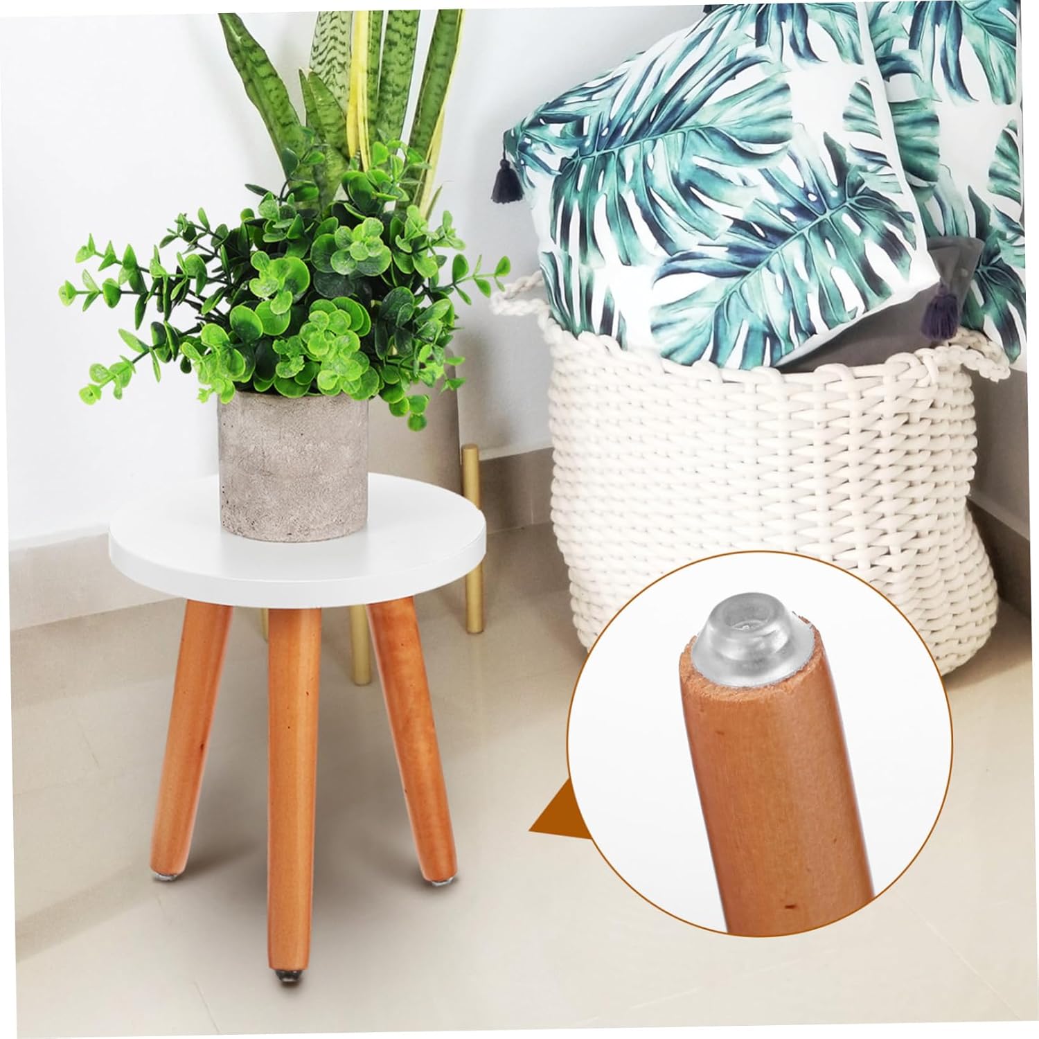 2pcs Farmhouse Style Plant Stand Stools Wood Plant Stands Indoor Small Stool for Home Decor