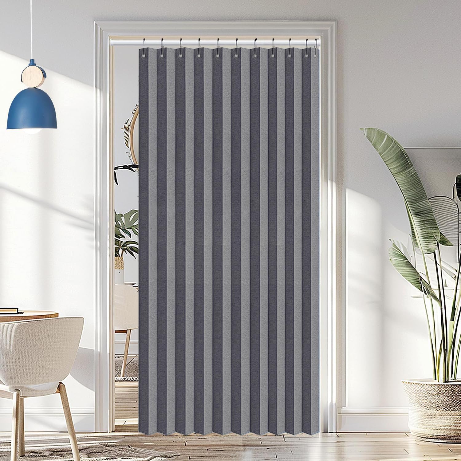 Custom privacy folding door curtains, blackout magnetic door curtains for room dividers, bathrooms, studios and bedrooms-Gray- W180cmxH100cm