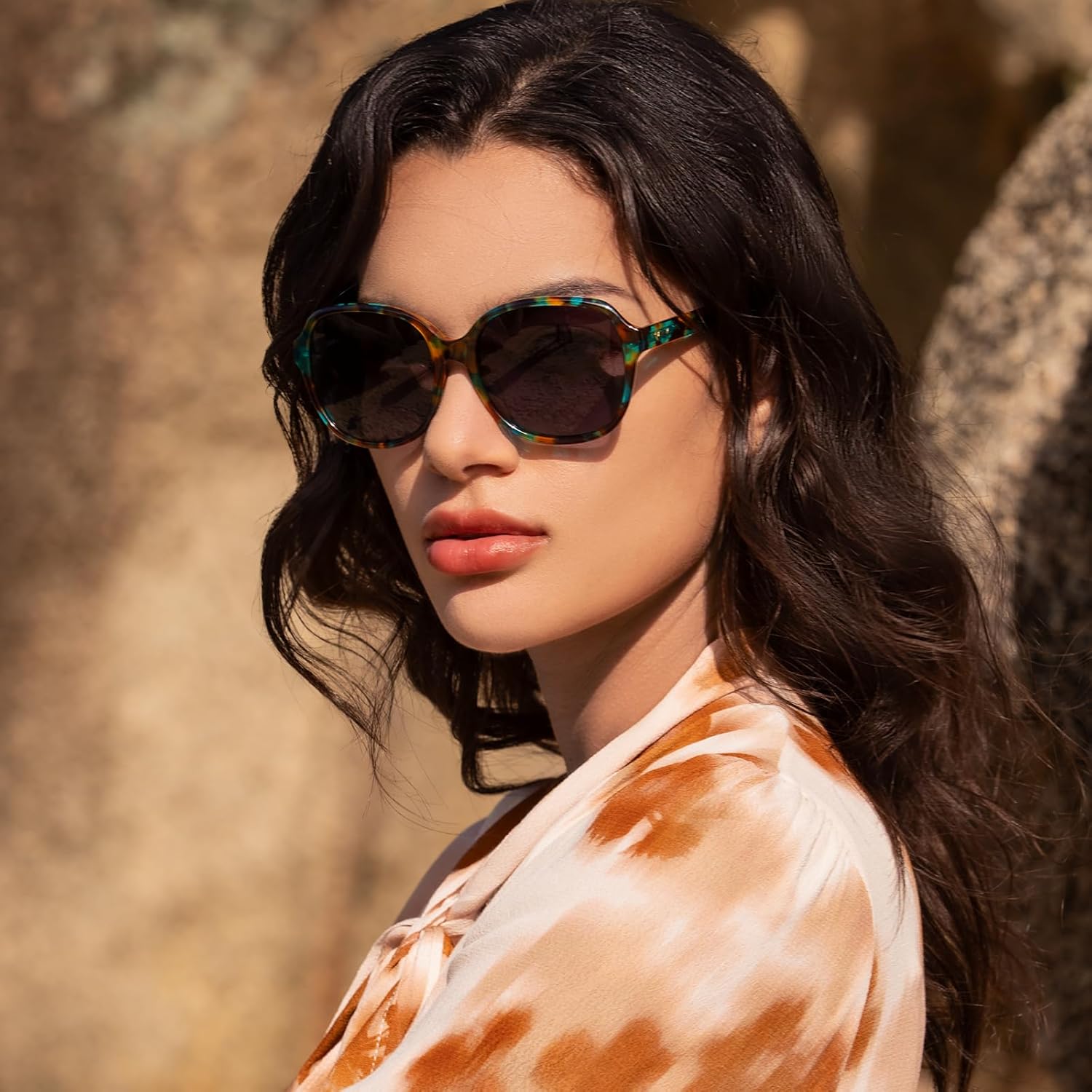 CARFIA Acetate Oversized Square Polarized Sunglasses for Women UV Protection Retro Trendy Big Shades - Image 3