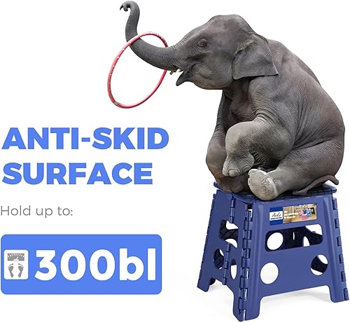 Miniatura 42 de Acko. Taburete plegable de 13 pulgadas de alto, resistente, para niños y adultos, cocina, jardín, baño, taburete con escalón. Blanco,Negro