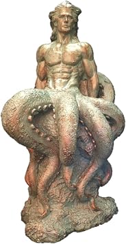 homestyles 21 in. Octoman Nautical Male Mermaid Bronze Patina Beach Pool and Garden Mermaid Statue