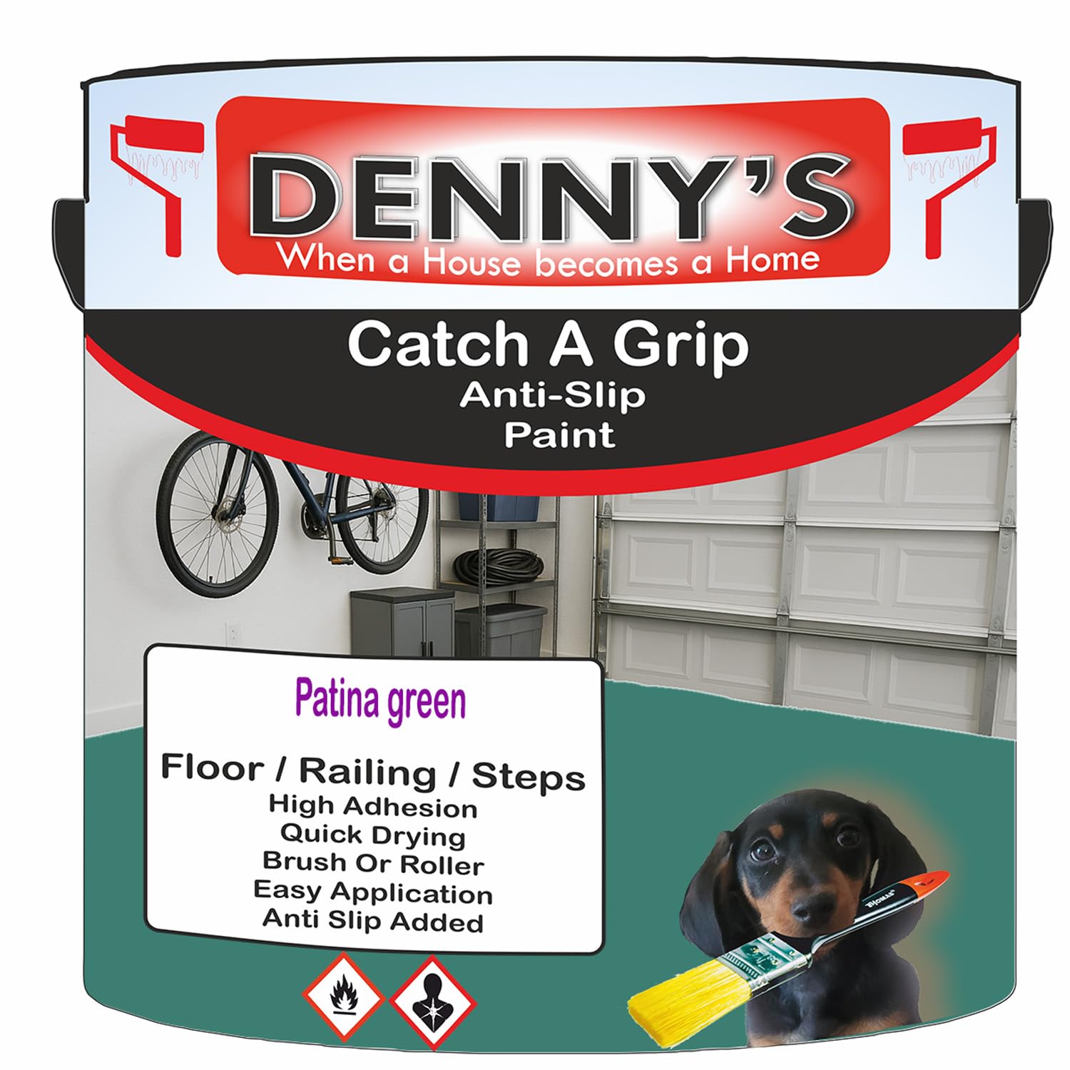 SCOOBYS PAINTS BACK IN THE MIX Catch A Grip Anti Slip Floor Paint – Non Slip Coating for Steps, Railings & Garages – 170 Colours, High Adhesion, Quick Dry, Multiple Sizes (Patina green, 5 Litre Tin) — image 1