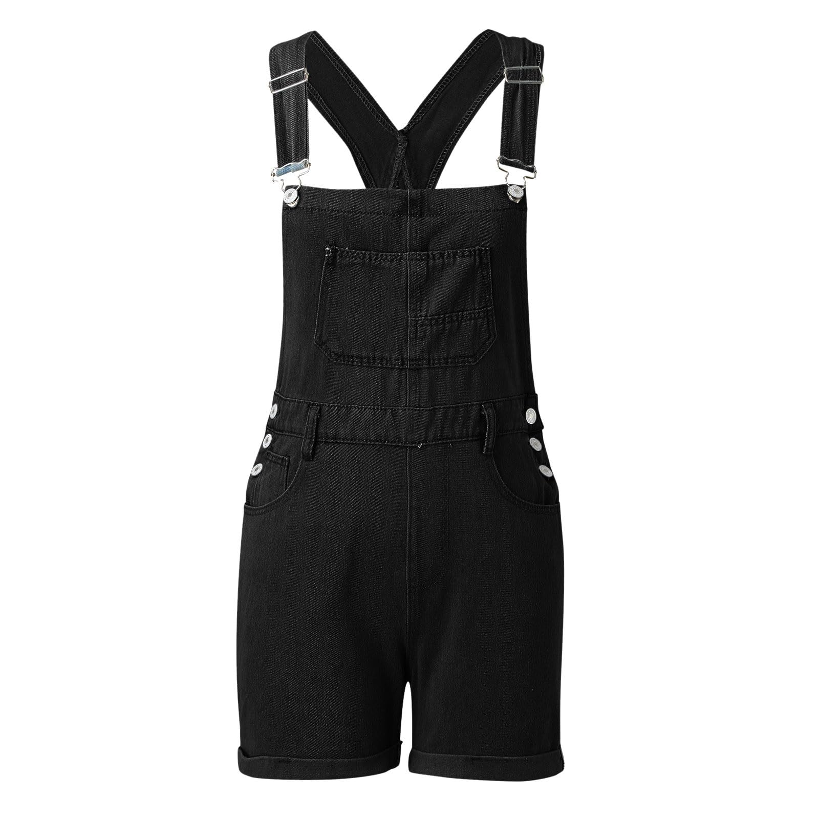 Generisch Salopette casual da donna in jeans con elastico in vita, spalline regolabili, tuta corta per il tempo libero versatile in denim