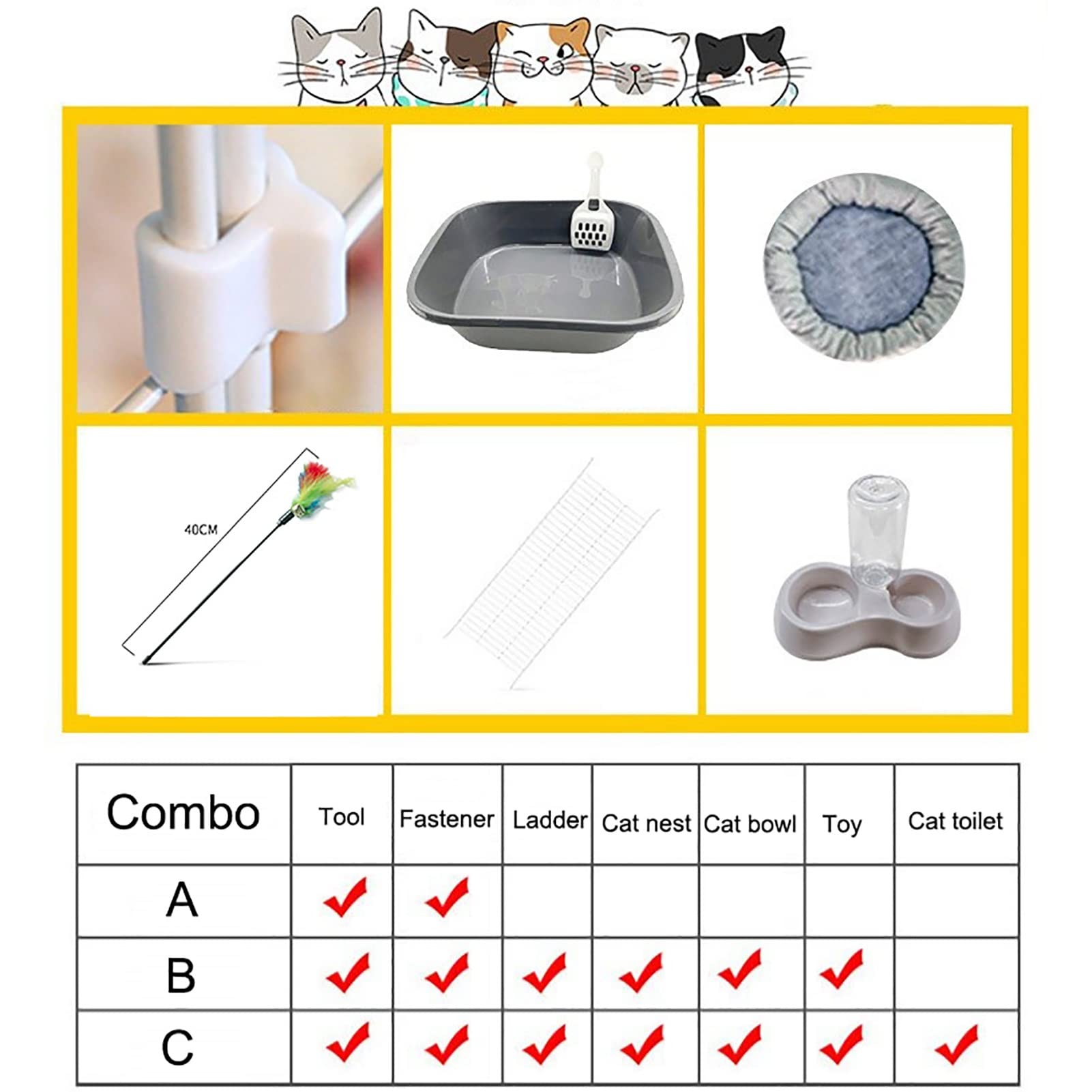 Jaula panorámica para Gatos, casa de Interior, Gran recinto de Ejercicio con escaleras, Valla Modular de plástico para hámster, Mascotas y Animales pequeños (Color: B, tamaño: 72 x 72 x 72 c