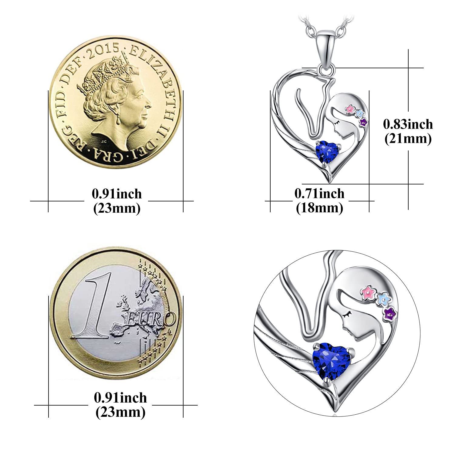 PRAYMOS Pferd Halskette Sterling Silber Herz Geburtsstein Kette Anhänger Pony Geschenk für Damen Frauen Mädchen Freund Pferdeliebhaber