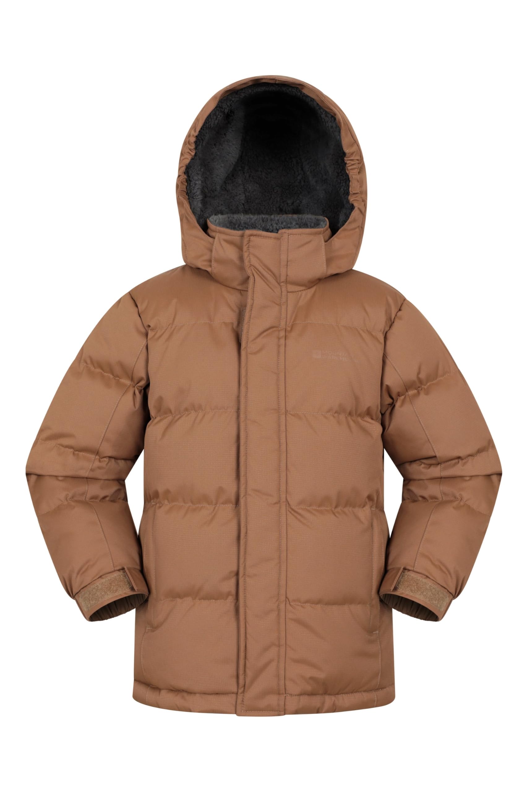 Mountain Warehouse Snow Kids Borg Lined Thermal Padded Jacket - Warm & Cosy Water-resistant Coat with Thermal Padding, Boys & Girls - Autumn Winter, Camping & Outdoors Tan Kids Size 11-12 Years