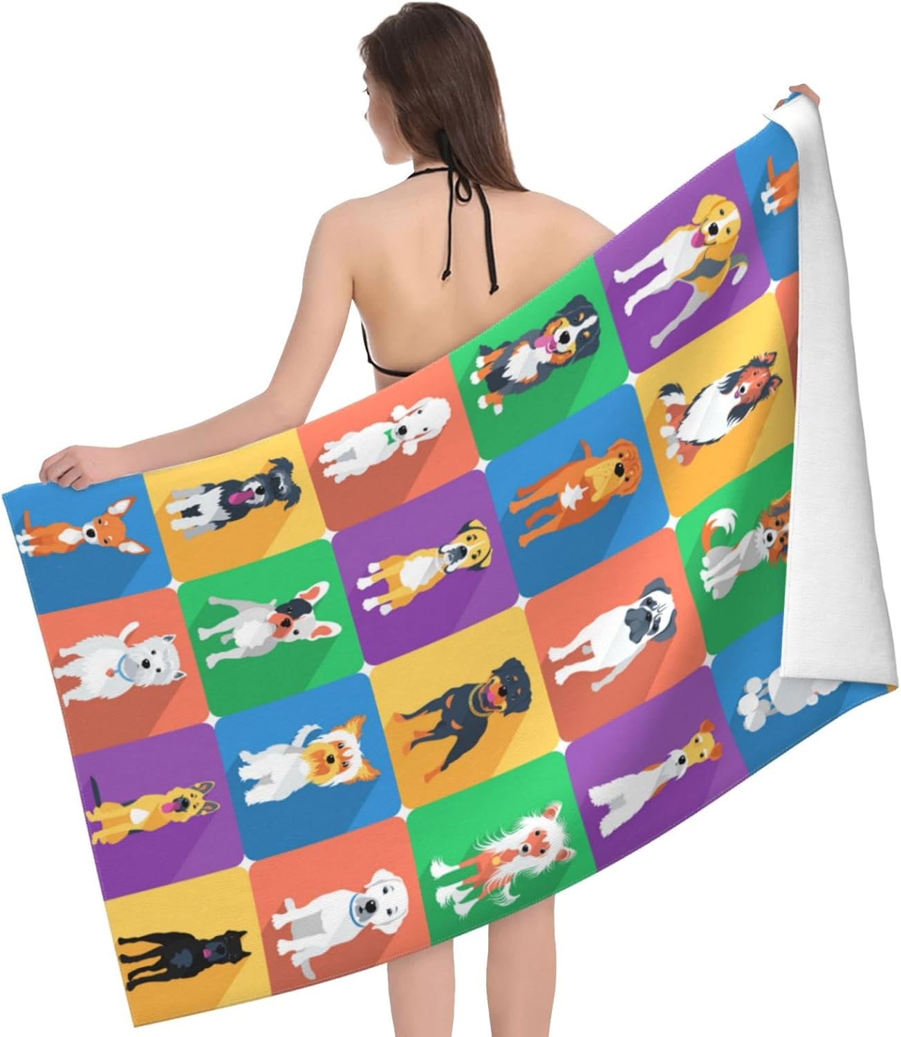 VOOHDDY Cute Dog Cartoon Cool Beach Towel Large Soft Absorbent Microfiber Quick Dry Oversized Bath Towels for Bathroom Women Men Pool Camping Travel Swimming Picnic Sports image 3