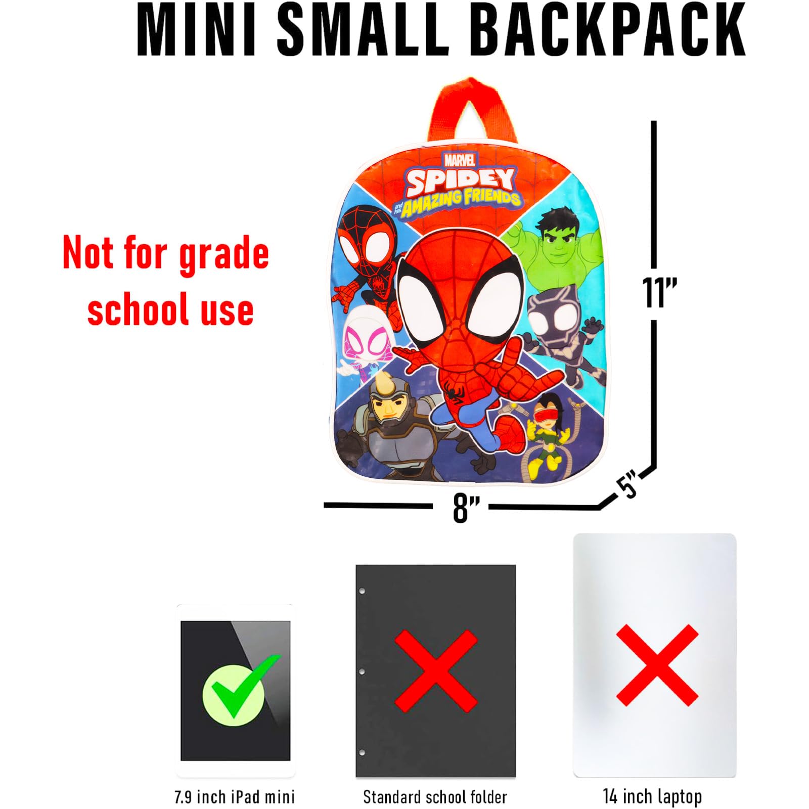 Amazon.com: Spidey and Friends Mini Backpack Set - Bundle with 11" Spidey  and His Amazing Friends Backpack Plus Tattoos, Water Bottle, More | Spiderman  Mini School Bag Set : Clothing, Shoes & Jewelry