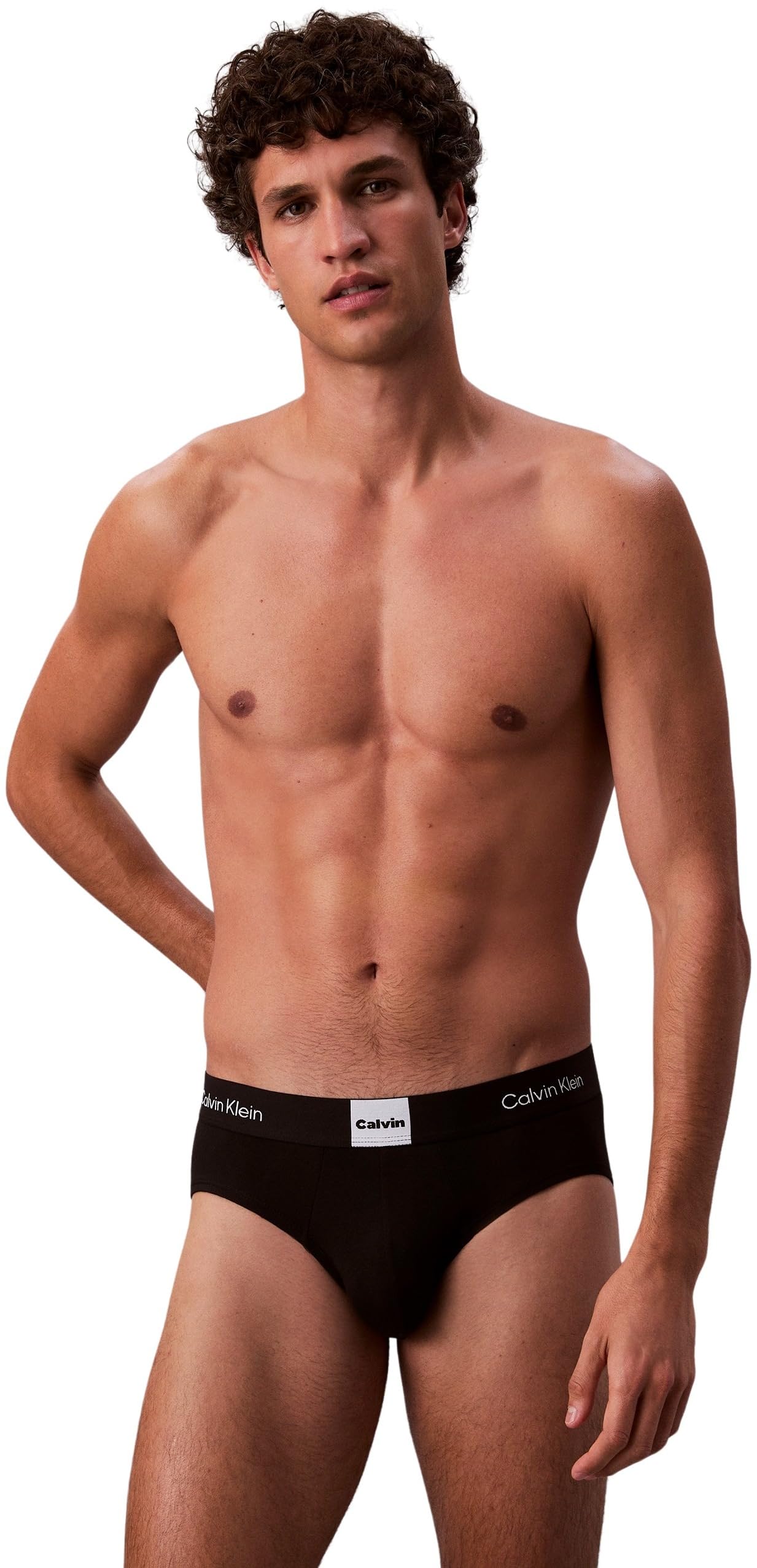 Calvin Klein Men's HIP BRIEF 3PK LV00NB4475 Brief, Black (Black), L