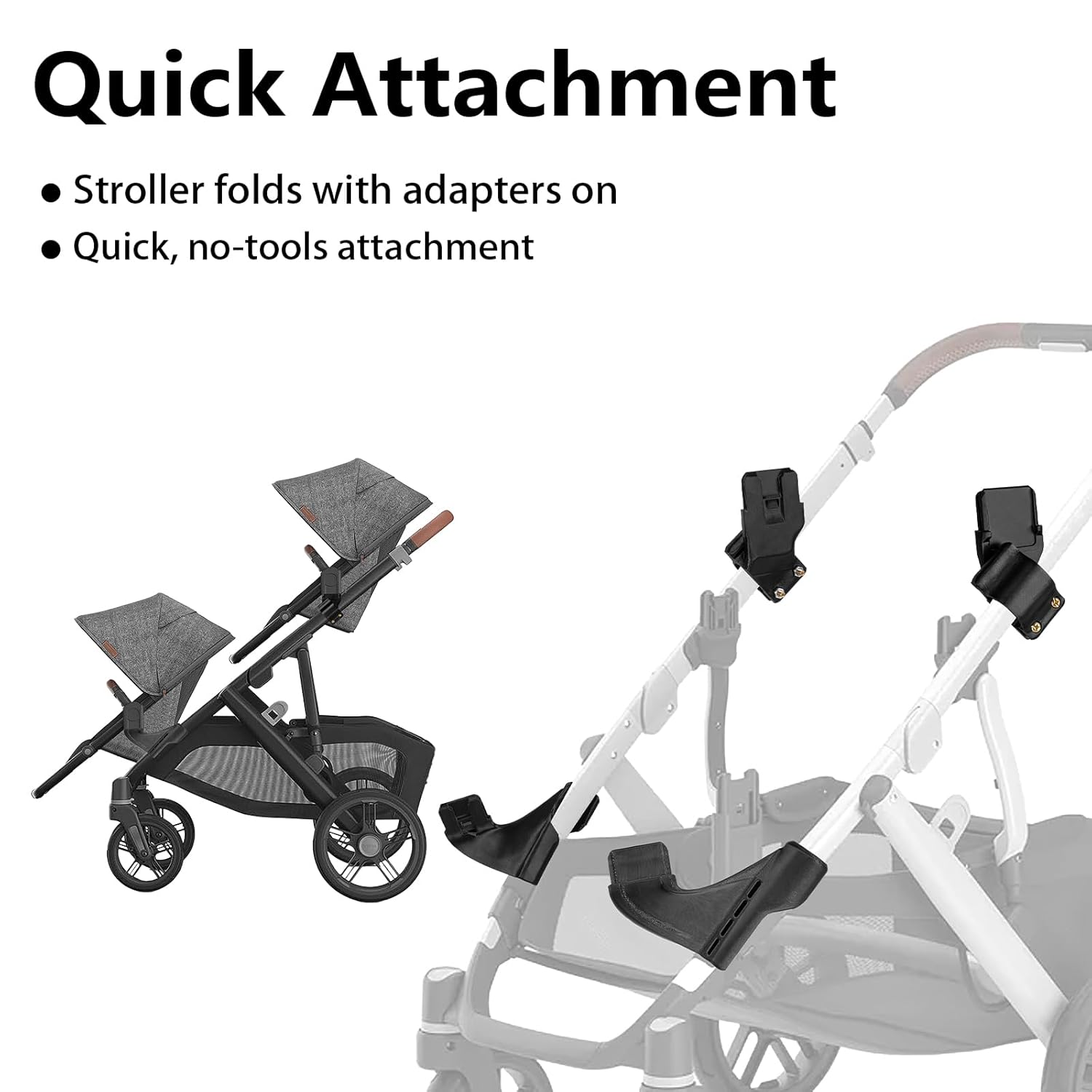 Bassinet Conversion for UPPAbaby Vista V1 (2015+), V2 or V3, Secure Bolt-On Bracket for Elevated Stroller Configuration, Bassinet Not Included, (Upper Adapters+Lower Adapters)
