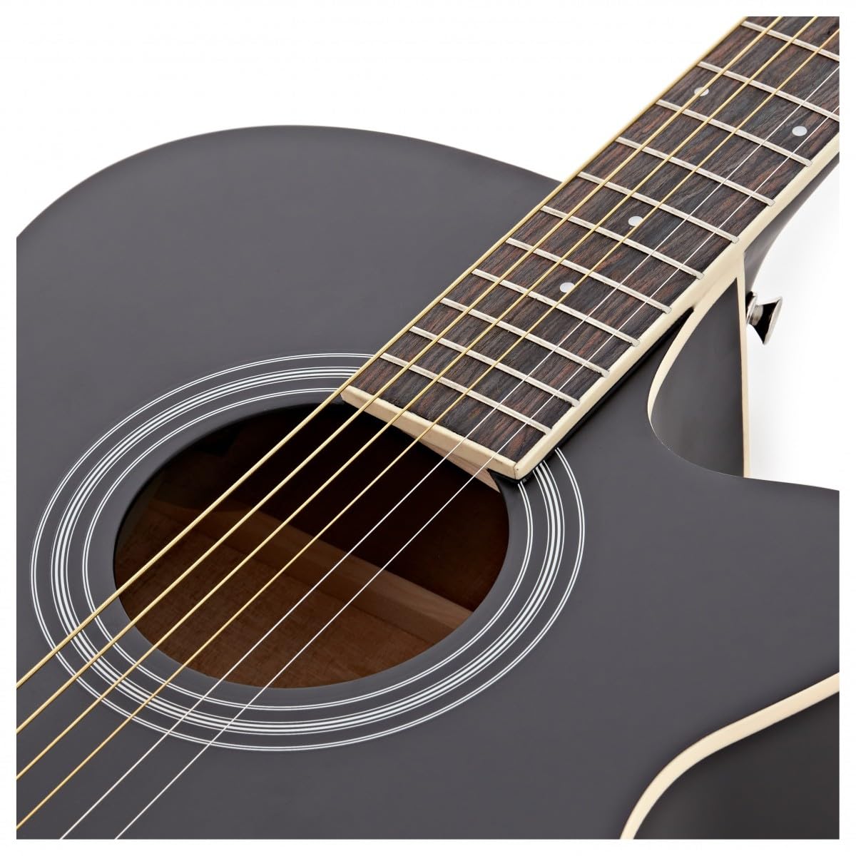 Chitarra Elettroacustica Cutaway Nera, Ampli 15W e Accessori | Manico a C Comodo per Principianti, Preamplificatore EQ 3 Bande Integrato, Ampli 15W e Pacchetto Accessori Completo Incluso