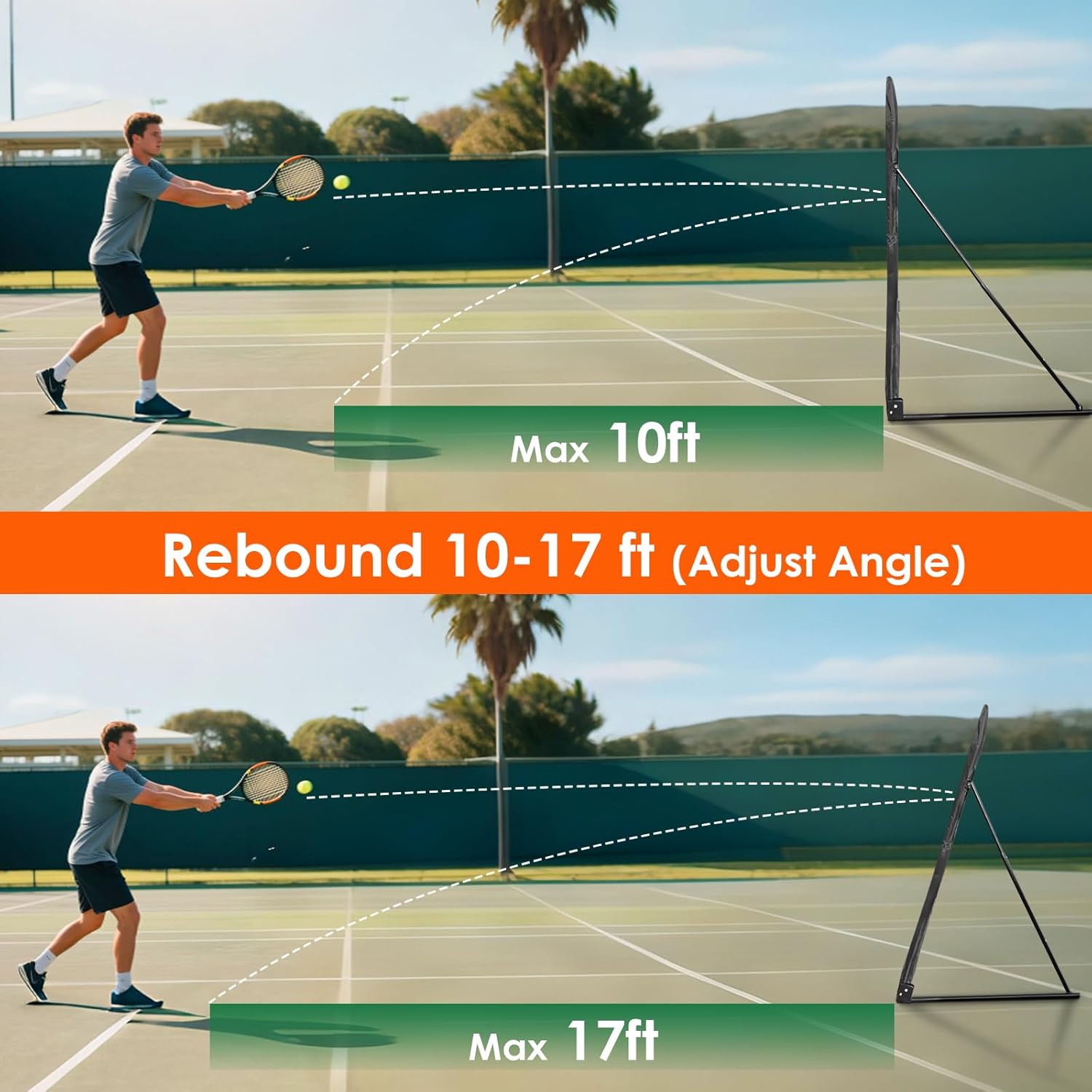 Tennis Rebound Practice Wall - 12ft x 6ft Rebounder Net for Tennis & Racquet Sports Ball & Pickleball, Training Tennises Backboard Net for Court Backyard and Indoor & Outdoor Training, Black