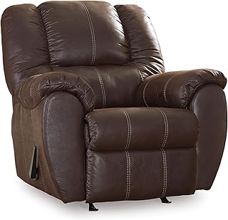 Signature Design by Ashley McGann Modern Faux Leather Manual Pull Rocker Recliner, Brown
