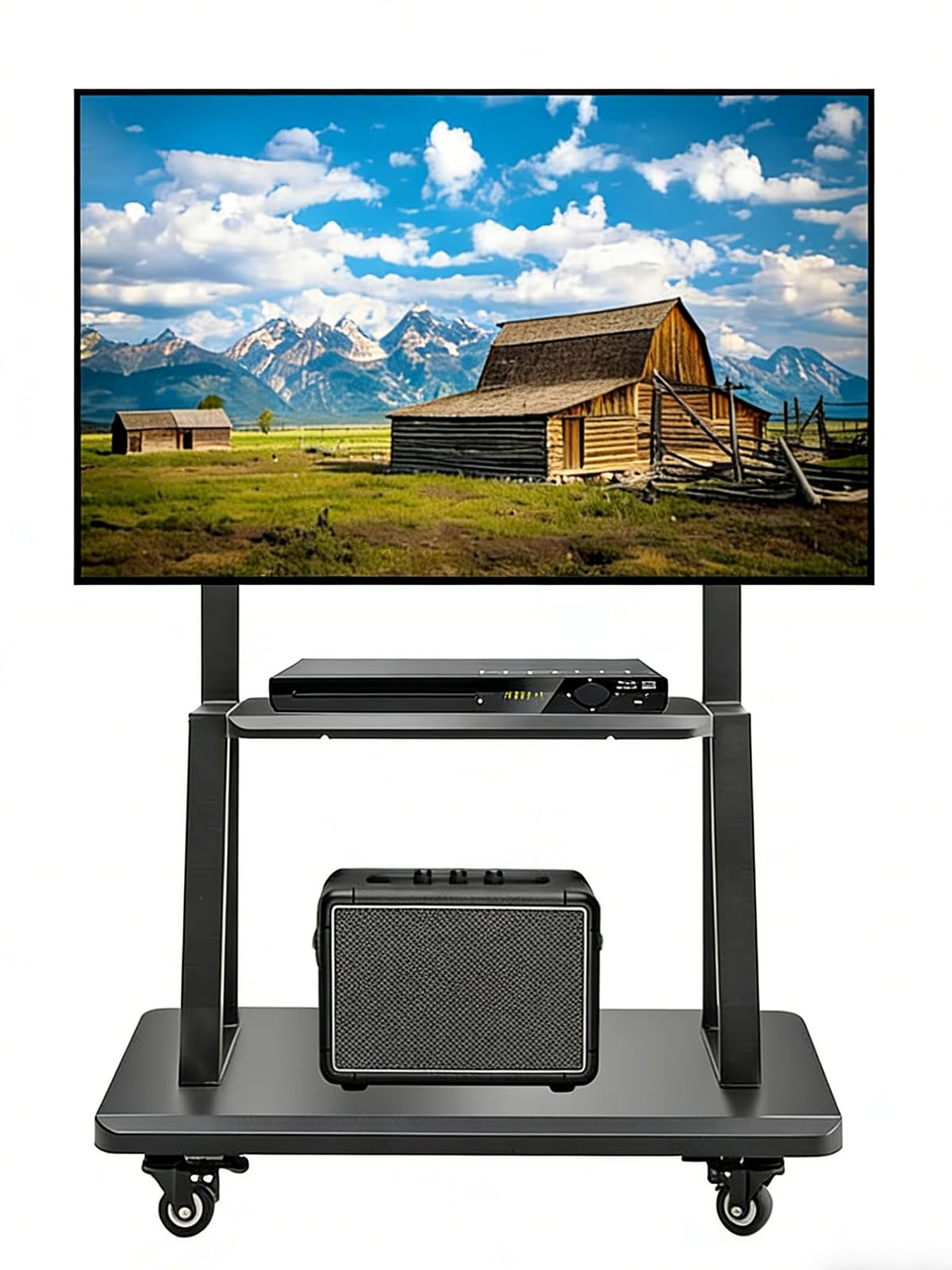 Hellsehen Supporto TV mobile, carrello TV rotabile su ruote regolabile in altezza, robusto supporto da pavimento per schermi piatti LCD LED OLED da 32 a 190,5 cm, lavagna interattiva mobile, capacità