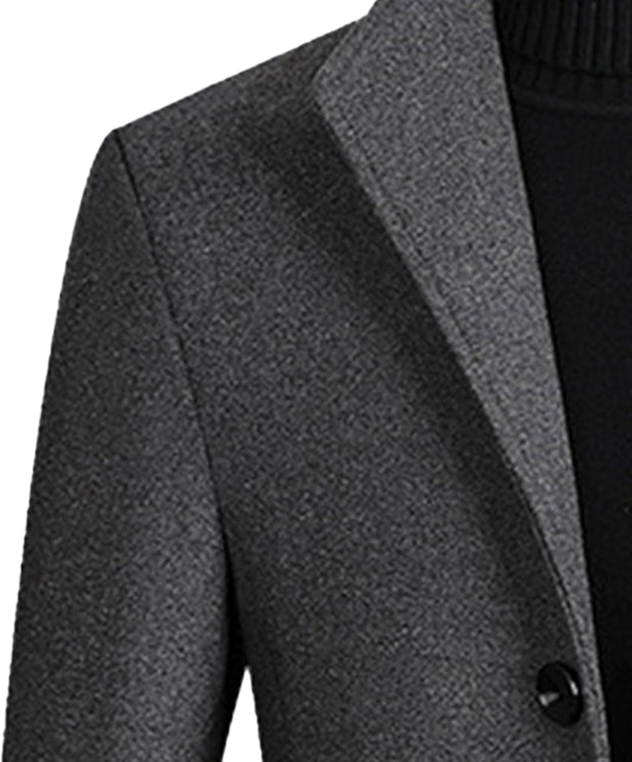 Men's Mid Long Trench Coat Long Wool Blend Coat Winter Classic Overcoat Pea Coat Slim Fit Single Breasted Jackets