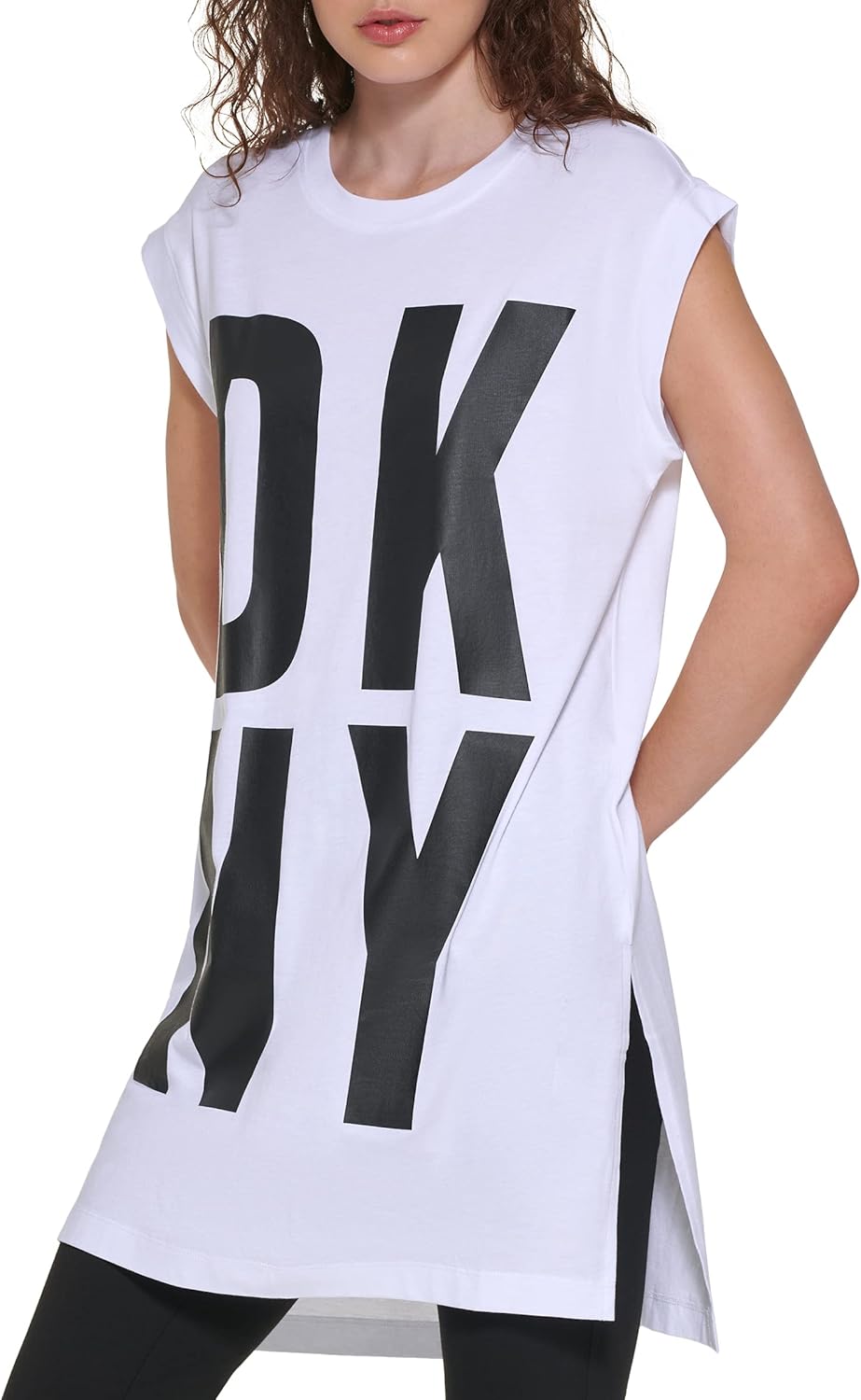 DKNY Women's Sportswear High-Low Logo Tunic Dress