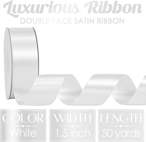 Vista 616 de MEEDEE Orange Satin Ribbon - 1.5 inch Double Faced Satin Ribbon, 50 Yards - Neon Tangerine - For Christmas, Thanksgiving, Halloween, Weddings