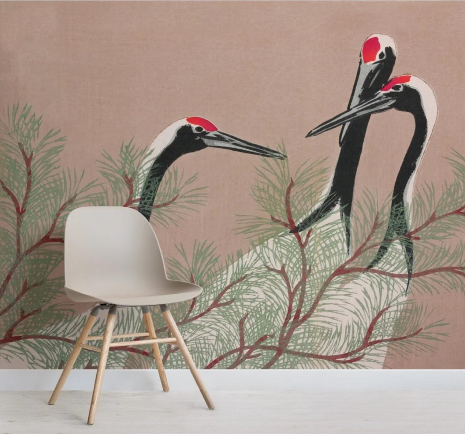 Vintage Hand Drawn Branches Birds Art 3D Wallpaper Easy Install Feature Office Living Room Sofa Bedroom TV Background Wall Decoration-250cm×170cm