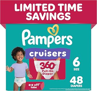 Pampers Diapers - Cruisers 360 - Size 6, 48 Count, Babyproof up to 100% Leakproof Pull-On Diaper