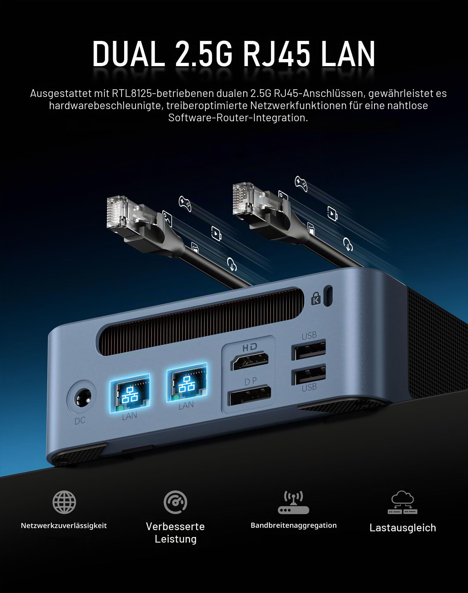 BOSGAME E5 Home-Office Mini-PC, Ryzen 5300U (übertrifft 4300U/N150, bis zu 3,8 GHz), 16 GB DDR4 RAM, 1 TB NVMe SSD, Mini-Desktop-PC, 4K Triple Display, Dual 2,5G LAN, WiFi 5, BT5.0, Mini-Computer