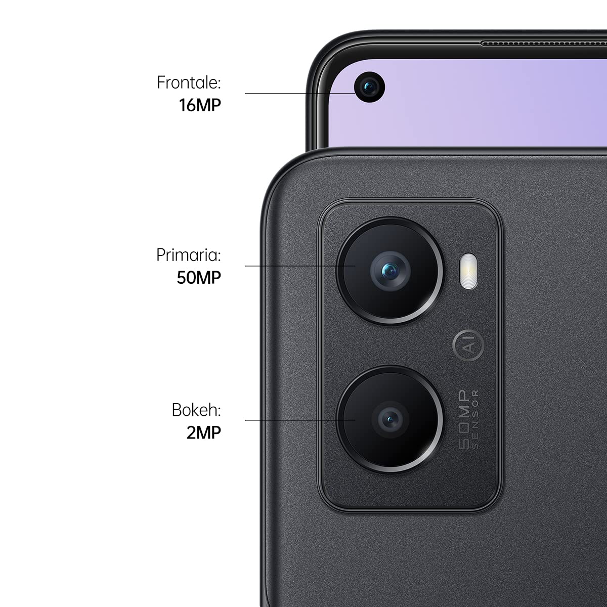 OPPO A96 Smartphone, NFC, Fotocamera principale da 50 Mp+AI e frontale da 16Mp, Display 6.59” 90HZ, 5000mAh, RAM 8GB+128GB espand. (1TB), [Extra Garanzia 24+6 Mesi Versione Italiana] Starry Black