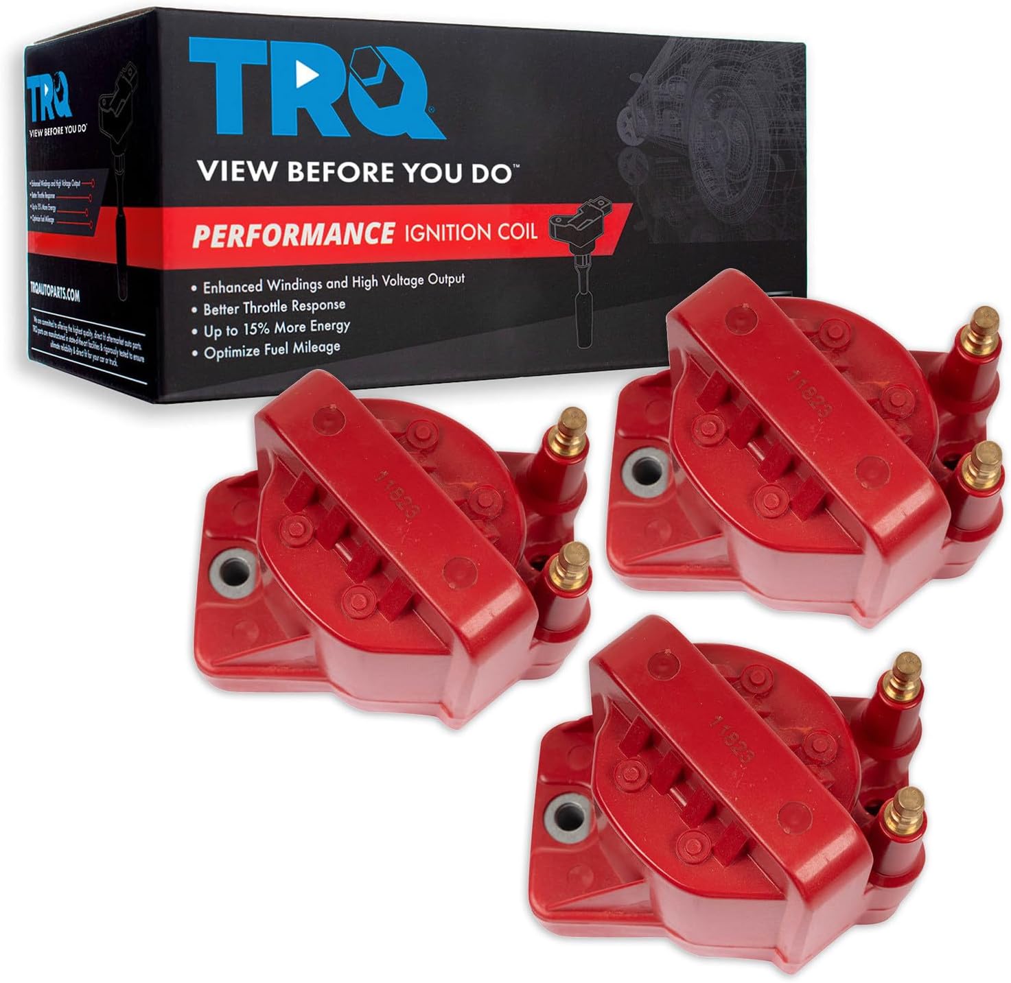 TRQ Ignition Coil Set 3 Piece High Temperature Epoxy Compatible with 1986-2009 Buick Century Electra LeSabre Regal Riviera LaCrosse Lucerne Park Avenue Reatta Rendezvous Skylark