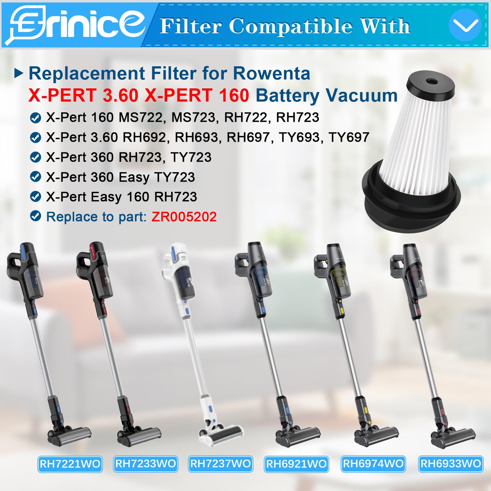 Lot De 2 Filtres Pour Aspirateur Rowenta - Compatibles RH7221WO, RH7233WO, RH7237WO, RH6921WO Et Autres Modèles