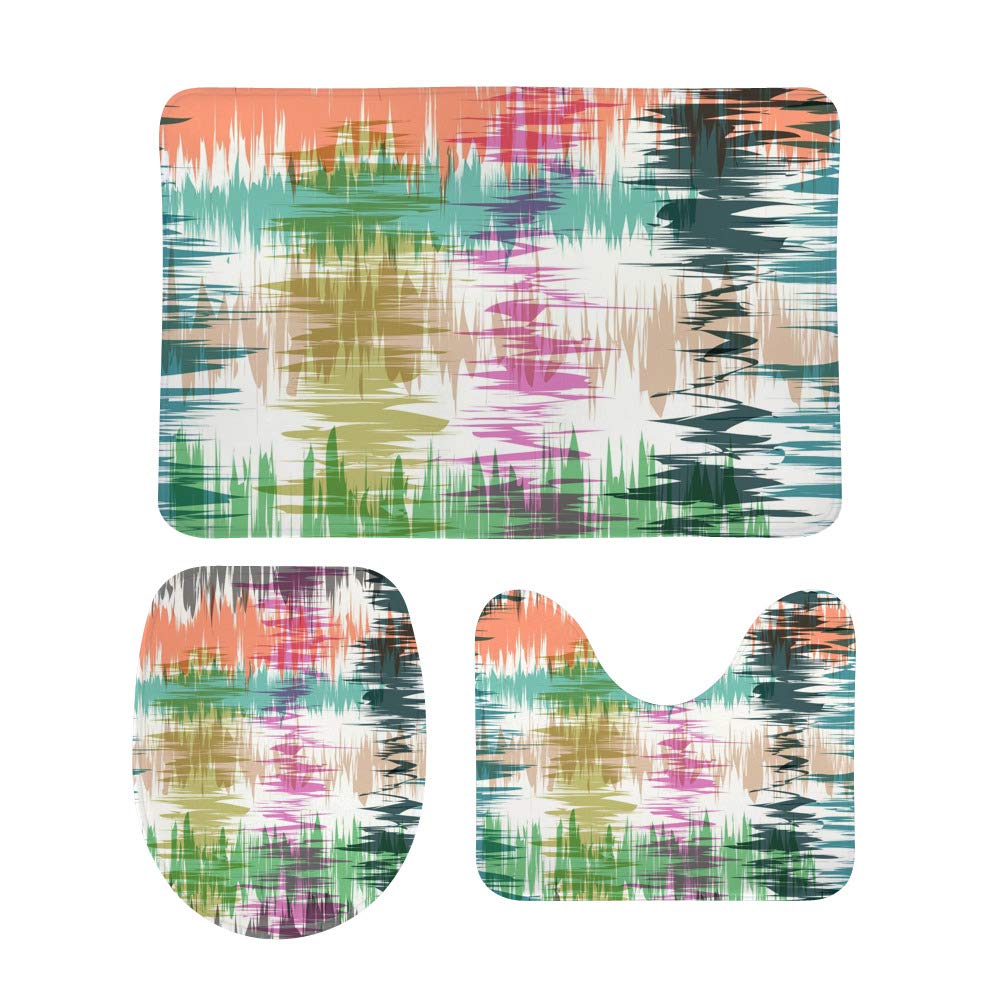 Lot de 3 tapis de bain antidérapants avec motif abstrait chic pour l'intérieur et la cuisine