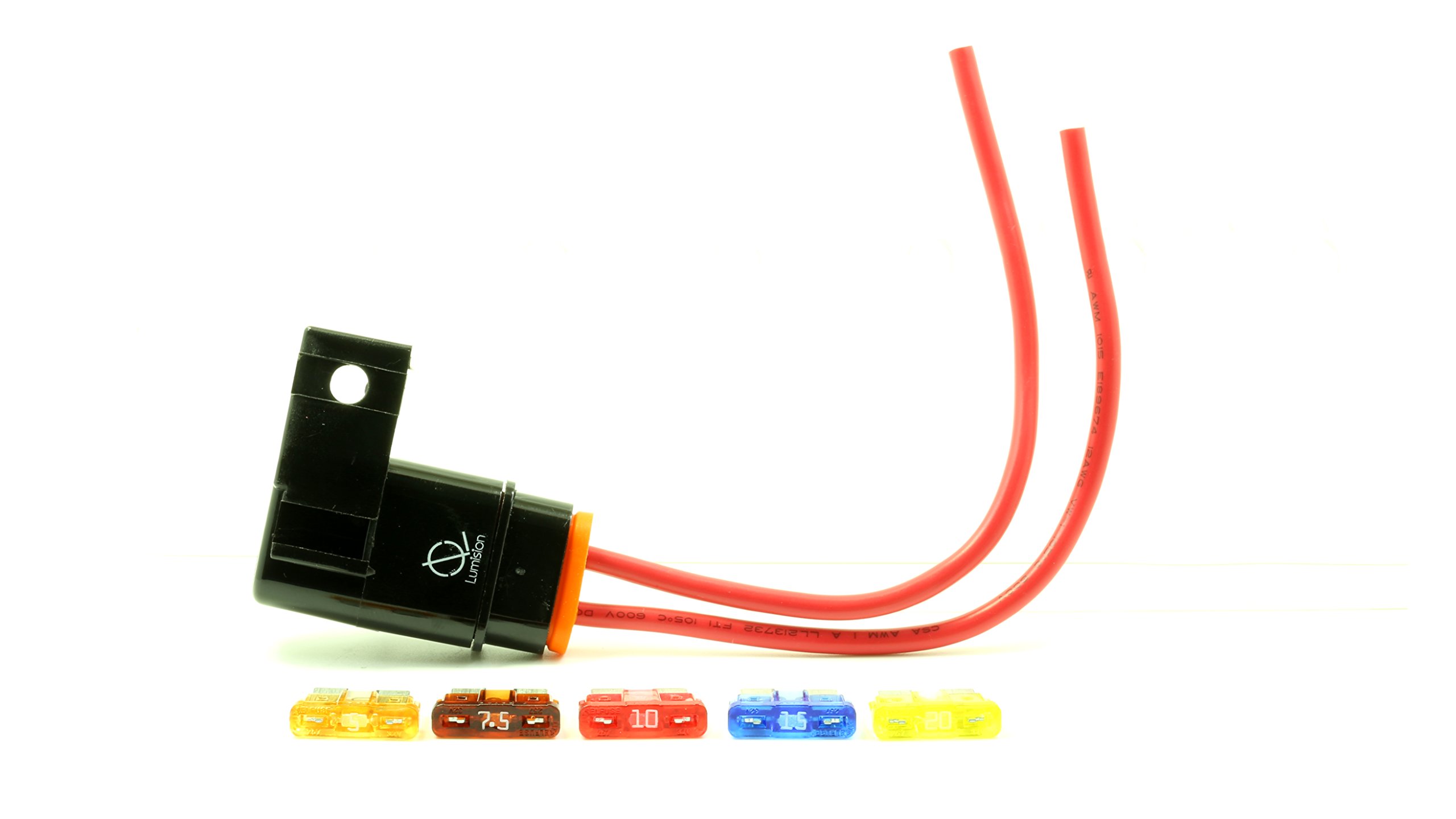 Lumision12AWG Weather Proof Mountable Fuse Holder Marine Grade w/ 5A, 7.5A, 10A, 15A, 20A Fuses Set