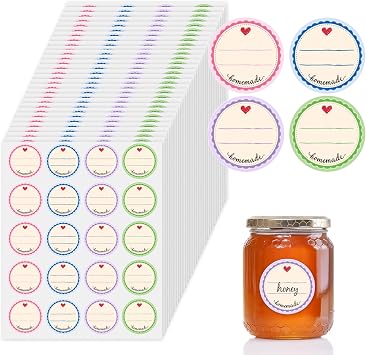 Willingood Pack of 600 Self-Adhesive Jam Labels 4 Colours Diameter 38 mm