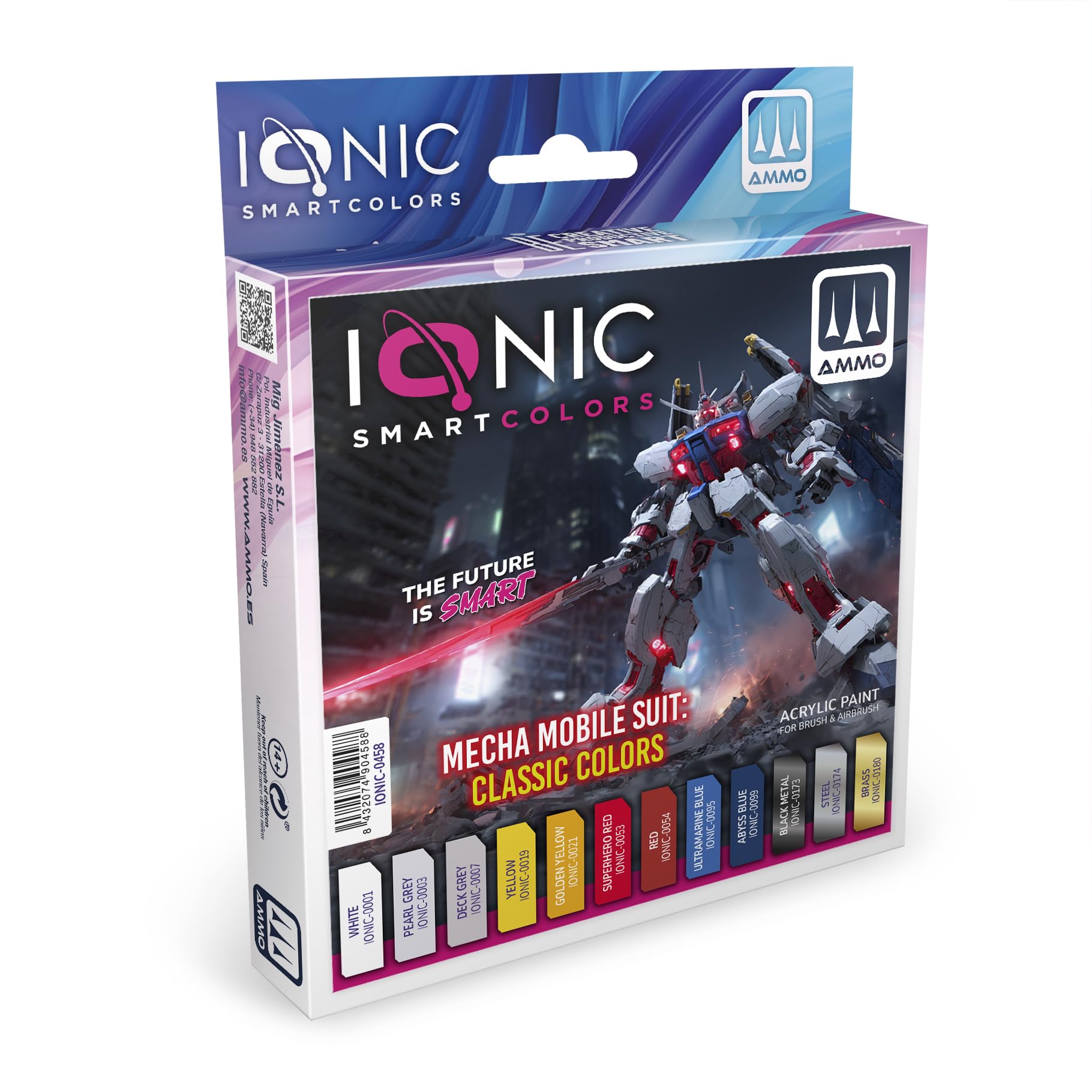 Colores Clásicos Mecha Mobile Suit Set - 12 Pinturas Acrílicas para Wargames - IONIC-0458