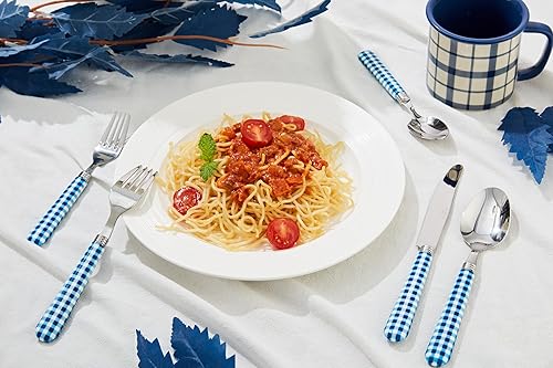 Miniatura 3 de ANNOVA Juego de cubiertos de 20 cubiertos de acero inoxidable con mango de color, 4 cuchillos de cena, 4 tenedores de cena, 4 tenedores de ensalada,